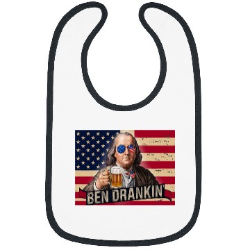 Discover Beer Fun Ben Drankin Franklin Beer 4th of July vintages USA Flag Men 6 Bibs