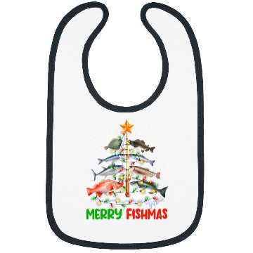 Discover Merry Fishmas Funny Christmas Tree Lights Fish Fishing Rod 9 Bibs