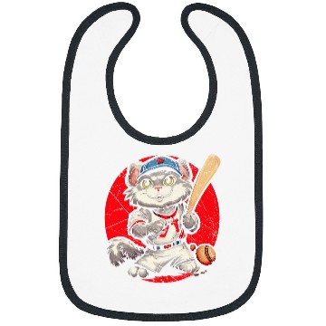 Discover Cat Baseball Lover Baseball Player Sport Kitty Meow 2 Bibs