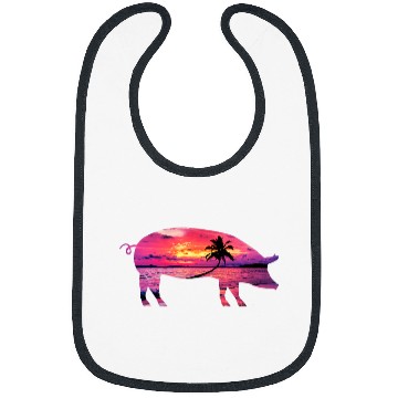 Discover Beautiful Pig Sunset Colorful Ocean Sunrise Pig Silhouette Bibs