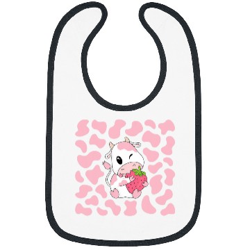 Discover Cow Lover Cute Pink Strawberry Cow Print Kawaii Aesthetic Pattern 21 Bibs