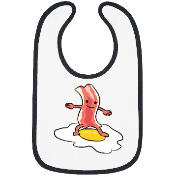 Discover Surf Life Kawaii Bacon Surfing On Fried Egg Breakfast Egg and Bacon Bibs