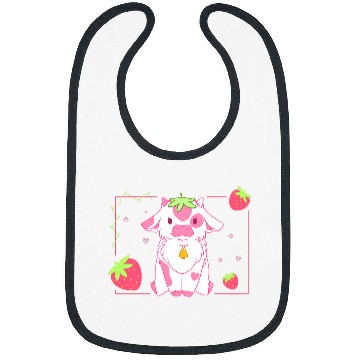 Discover Cow Lover Cute Pink Strawberry Milk Cow Kawaii Aesthetic Design Bibs