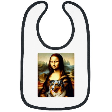 Discover Mona Lisa Australian Shepherd Twist Artistic Dog Portrait 1 Bibs