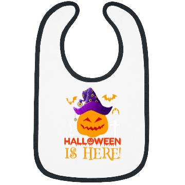 Discover Halloween Is Here Orange Pumpkin With Purple Pirate Hat Bibs