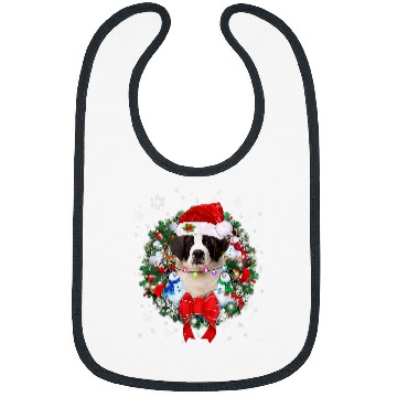 Discover Dog Saint Bernard Christmas Wreath Decoration xmass Pajamas Bibs