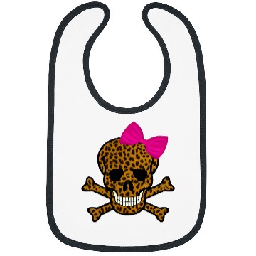 Discover Chic Leopard Print Pirate Skull And Crossbones Pink Bow Bibs