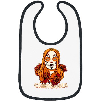 Discover Womens Chingona Dia de los Muertos Floral Sugar Skull Latina Boss Bibs