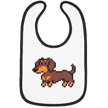 Discover Dachshund 8 Bit Pixel Art Chocolate Bibs