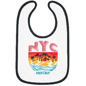 Discover Surf Life Retro Montauk Beach Long Island Palm trees Ocean Surfing Bibs