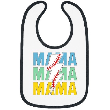 Discover Baseball Mama Distressed Lightning Bolt Mom Bibs