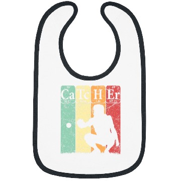 Discover Baseball Periodic Table Elements Nerd Baseball Catcher Retro 4 Bibs