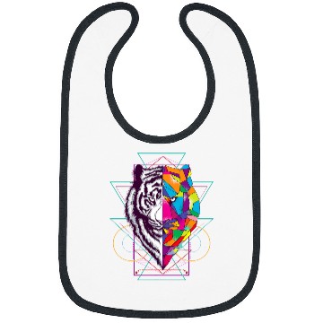 Discover Geometric Tiger Face Black And White And Color Art Gift Bibs