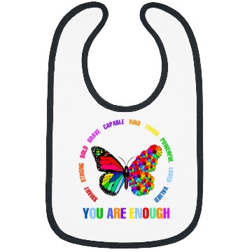 Discover Colorful You Are Enough Daisy Butterfly Bibs