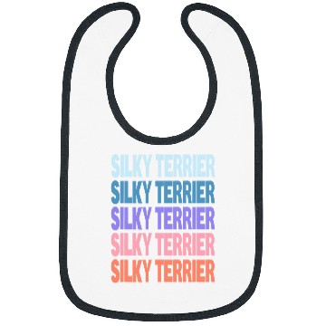 Discover Funny Modern Repeated Text Design Silky Terrier Bibs