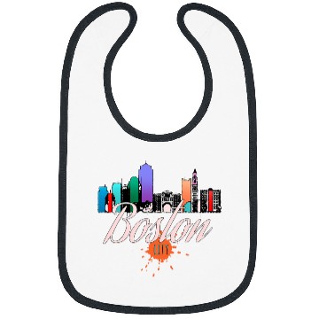 Discover Boston Skyline Colorful Art Bibs