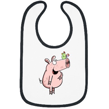 Discover Pig With Bird Fun Art For Pig Or Farm Lover Bibs
