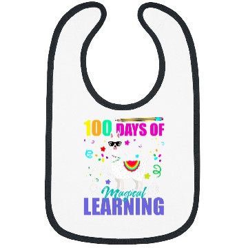 Discover 100 Days Of Magical Learning Llama Funny Teacher Student Bibs
