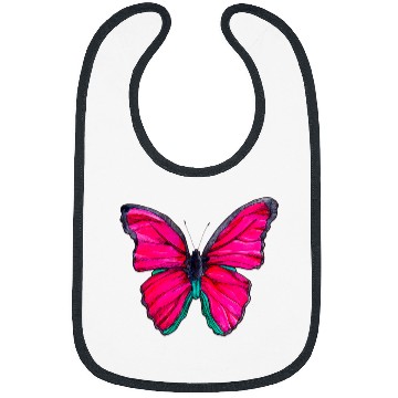 Discover Pink Watercolor Butterfly Illustration Bibs