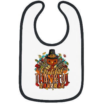 Discover Thankful Grateful Blessed Happy Thanksgiving Pilgrim Turkey 22 Bibs