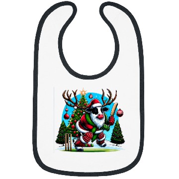 Discover Funny Cow Play Cricket Reindeer Christmas Bibs