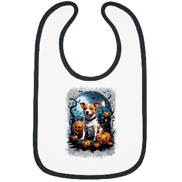 Discover Cute Jack Russell A Spooky Haunted House Full Moon Bibs
