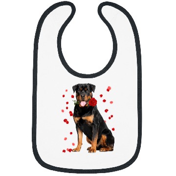 Discover Dog Rottweiler With Rose Falling Cute Valentines Day Bibs