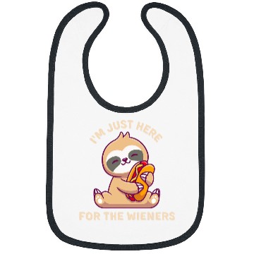 Discover Funny hotdog Im just here for the wieners cute sloth Bibs