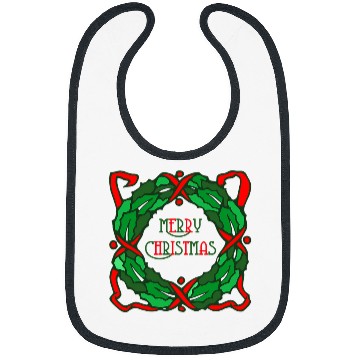 Discover Christmas wreath design vintages artwork Bibs