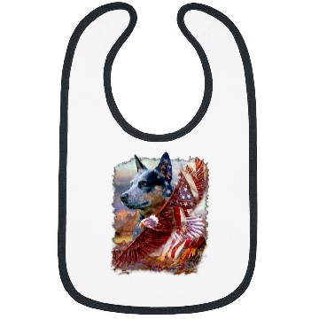 Discover Heeler Dog Eagle American Flag 4th July Independence Day Bibs