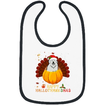 Discover Great Pyrenees Halloween Christmas Happy Hallothanksmas Bibs