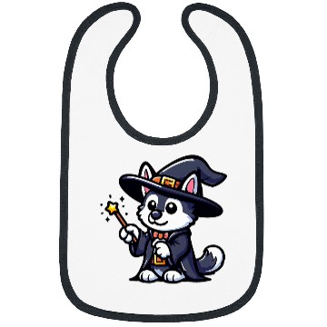 Discover Husky Wizard Funny Dog Magic Bibs