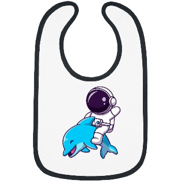 Discover Funny Astronaut on Dolphin in Space Cool Dolphin Astronaut Bibs