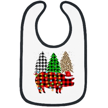 Discover Merry Christmas Leopard Plaid Tree Funny Pig Animals Bibs