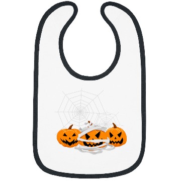Discover Three Halloween Pumpkins Jack O Lantern Faces Spider Web Bibs