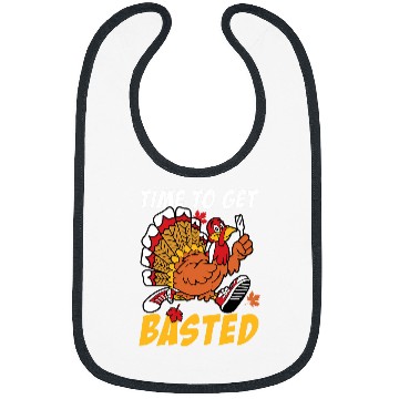 Discover Time To Get Basted Turkey Thanksgiving Autumn Fall Retro Bibs