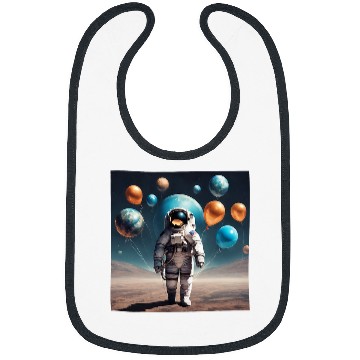 Discover Galactic Astronaut Explorer Holding Planet Balloons STEM 2 Bibs