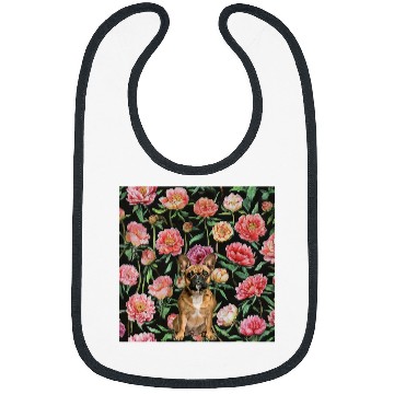 Discover French Bulldog Peonies Pink White vintages Plant Pattern Bibs
