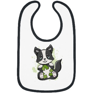 Discover Earth Day Cute Kawaii Border Collie Dog Sheperd Otaku Bibs