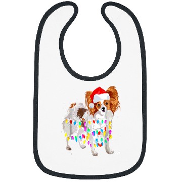 Discover cute papillon christmas light dog xmass tree Bibs
