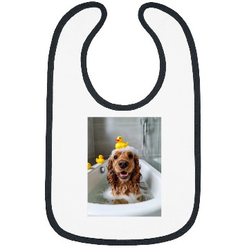 Discover Cocker Spaniel Dog Chilling in the Bath Tub Bibs