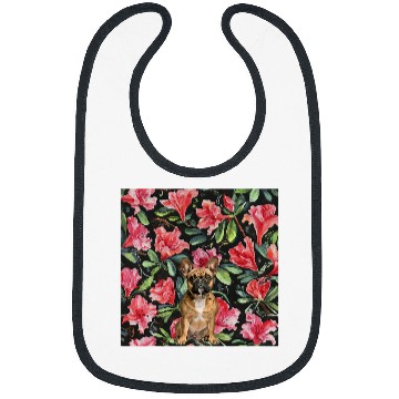 Discover French Bulldog Azaleas Pink Green vintages Plant Pattern Bibs