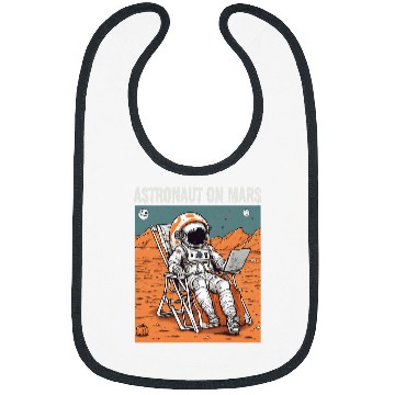 Discover Halloween Astronaut resting on Mars in a beach chair Bibs