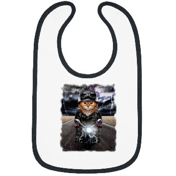 Discover Fluffy Orange Cat on Motorcycle Cruise Down Highway 21 Bibs