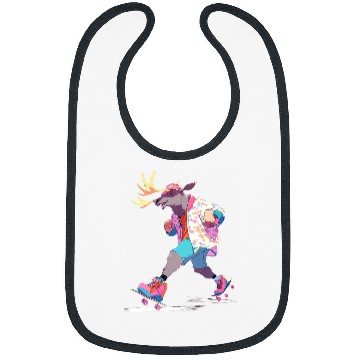 Discover Roller Skating Funny Moose Skater Roller Skates Bibs