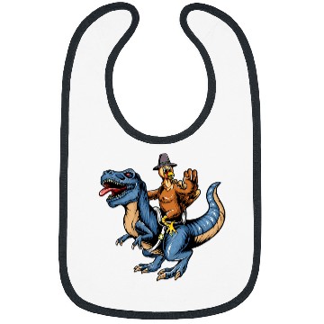 Discover Turkey Riding TRexs Dinosaur Thanksgiving Day Pilgrim Bibs