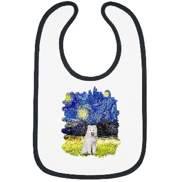 Discover Dog Samoyed Starry Night Impressionist Dog Art Samoyed Bibs