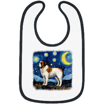 Discover Dog in starry night van gogh Saint Bernard Bibs