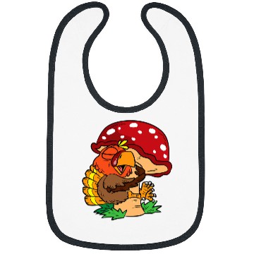 Discover Turkey Hugging Mushroom Thanksgiving Day Bird Fall Autumn Bibs
