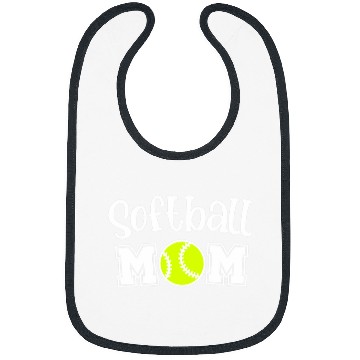 Discover Softball Mom w Yellow Softball White Design Bibs